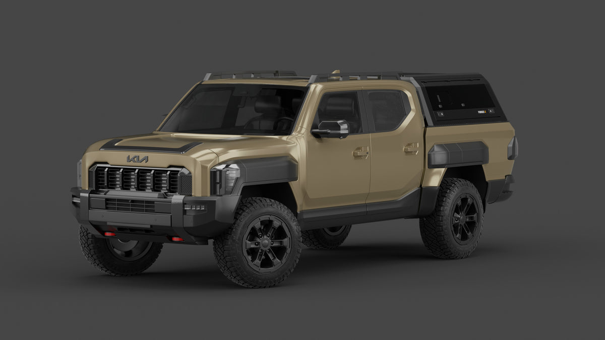 Kia Tasman aluminium ute canopy – with sliding dog windows
