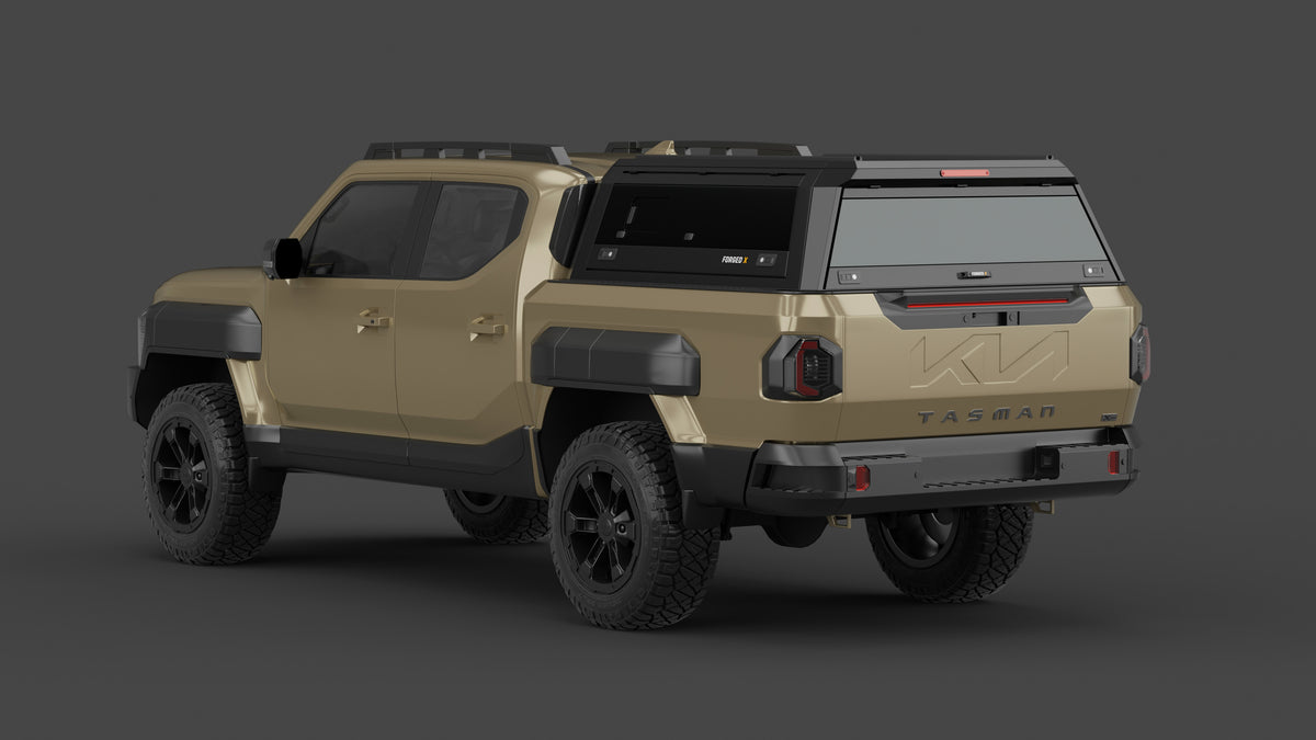 Kia Tasman aluminium ute canopy – with sliding dog windows