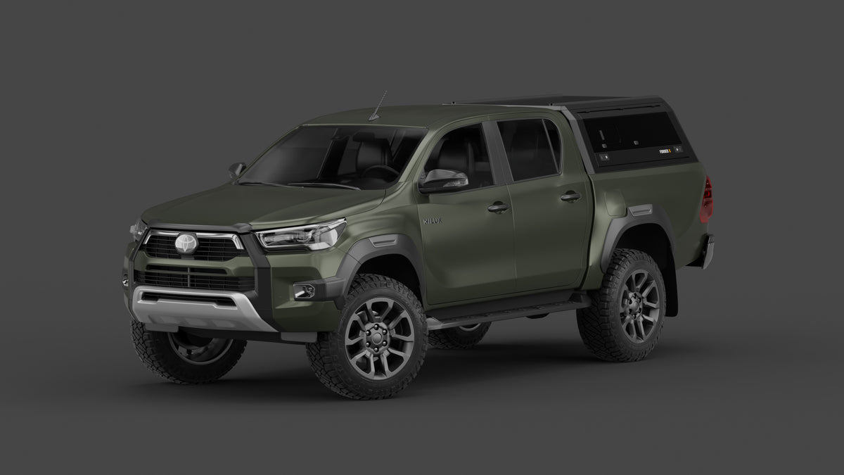 Toyota HiLux N80 aluminium ute canopy – with sliding dog windows